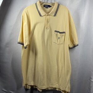 Polo Ralph‎ Lauren Polo Shirt Mens XL Yellow Pocket Classic Cotton Prep Style